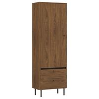Hochschrank Revillo Schwarz/Nussbaumfarben B:63cm - Nussbaumfarben/Schwarz, Basics, Holzwerkstoff (63/195/40cm)