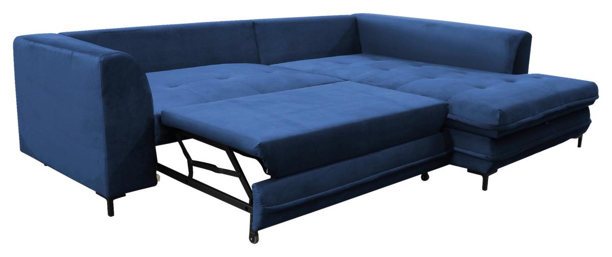 Eckschlafsofa Bello Royalblau Schlaffunktion Ottomane Rechts - Blau/Royalblau, Design, Textil (277/187cm) - Livetastic