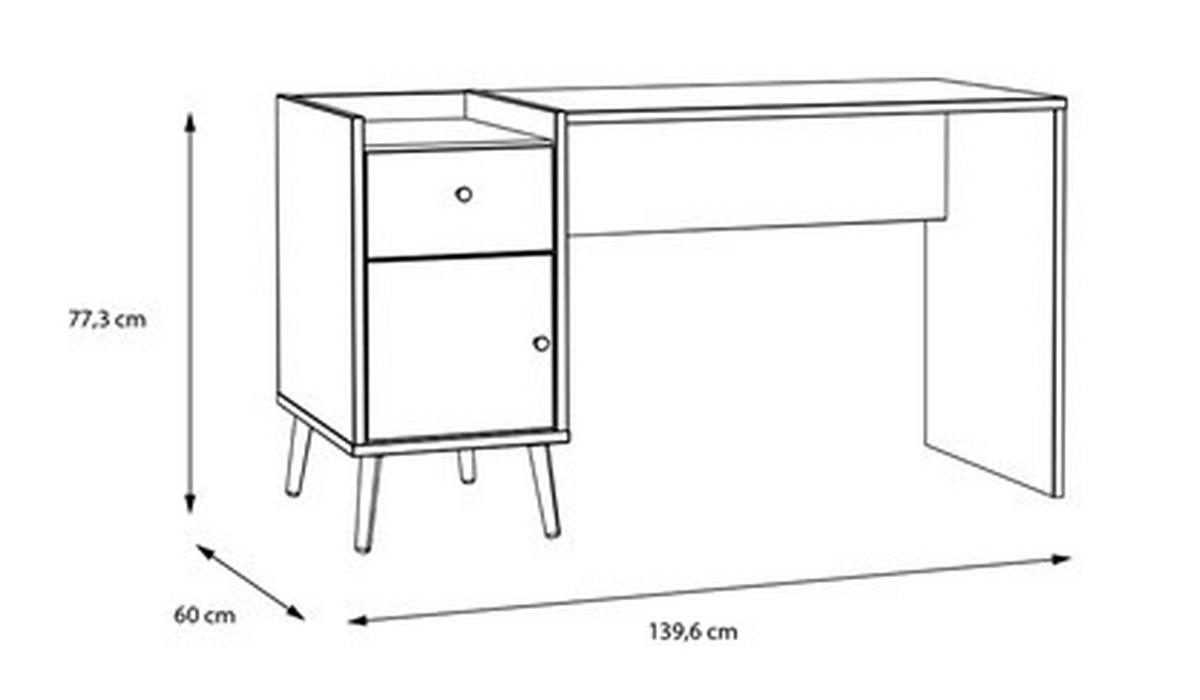 Íróasztal Whenua 139,6/77,3 - zsályazöld/tölgyfa színű, Modern, faalapú anyag/fém (139,6/77,3/60cm) - Mömax