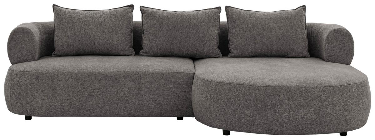 Ecksofa Ferro Anthrazit S: 256x156 cm - Anthrazit/Schwarz, Design, Textil (256/156cm) - Livetastic
