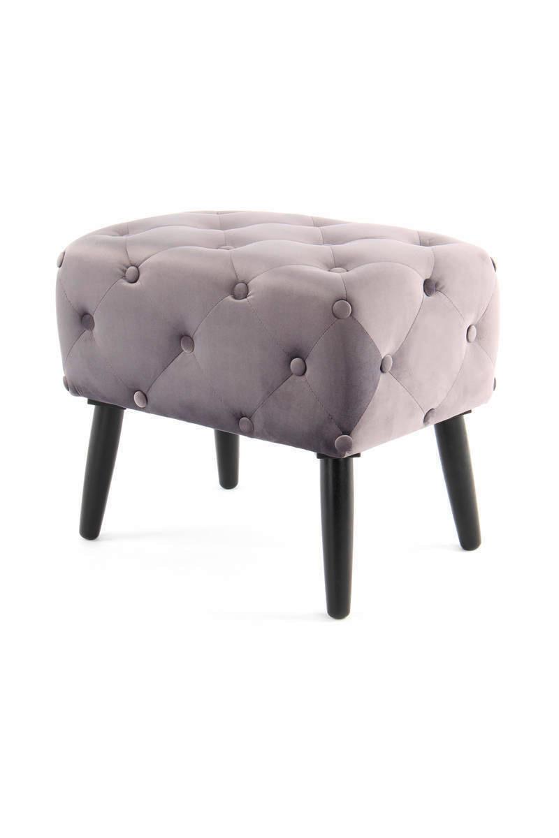 Hocker Samt Grau/schwarz Sitz Gepolstert H: 48 Cm