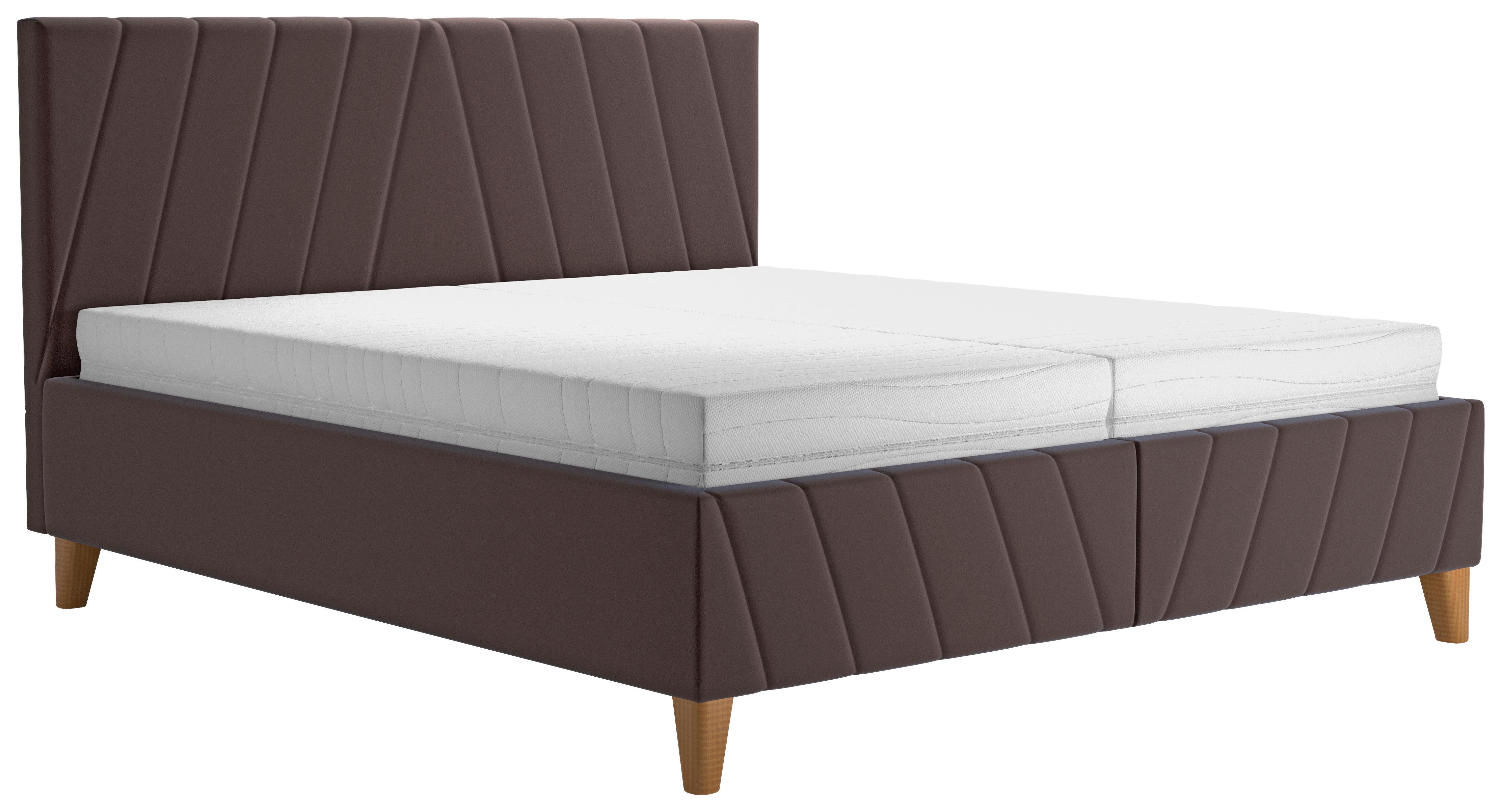 Čalouněná postel NORA,160x200,hnědá - přírodní barvy/hnědá, Moderní, dřevo/textil (160/200cm)