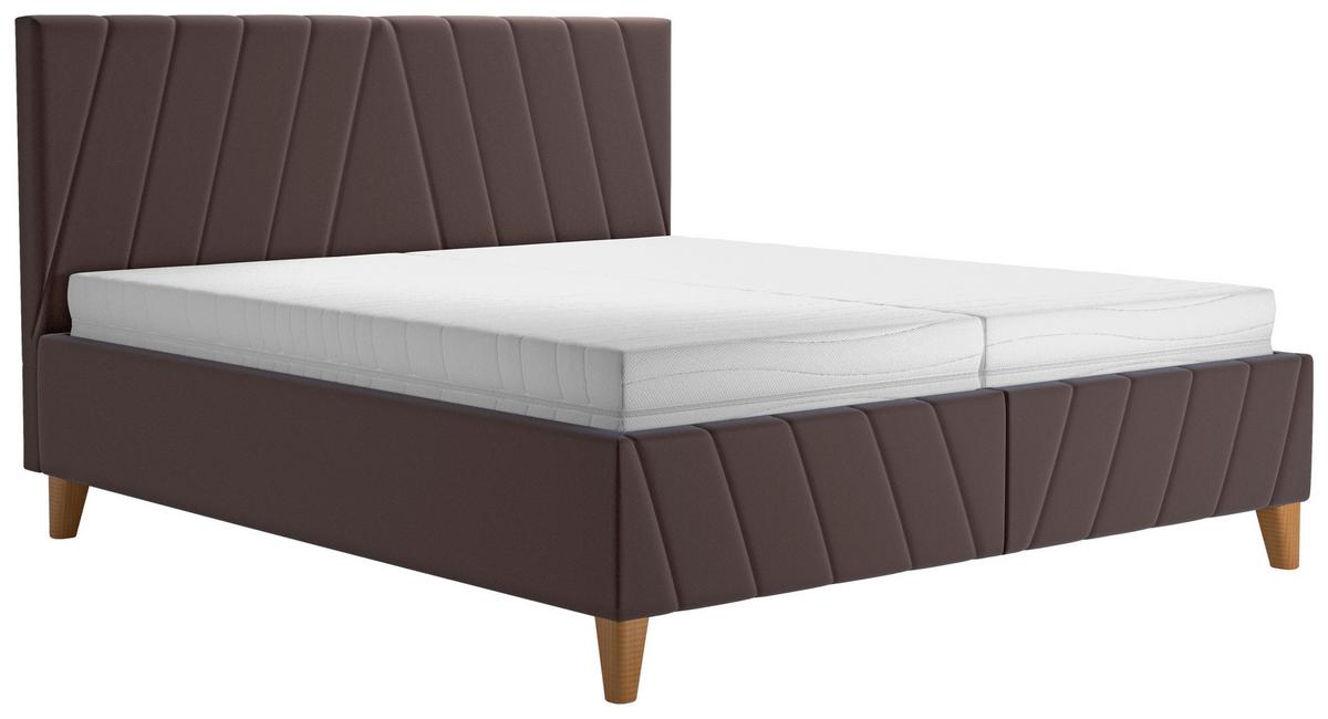 Čalouněná postel NORA,160x200,hnědá - přírodní barvy/hnědá, Moderní, dřevo/textil (160/200cm)