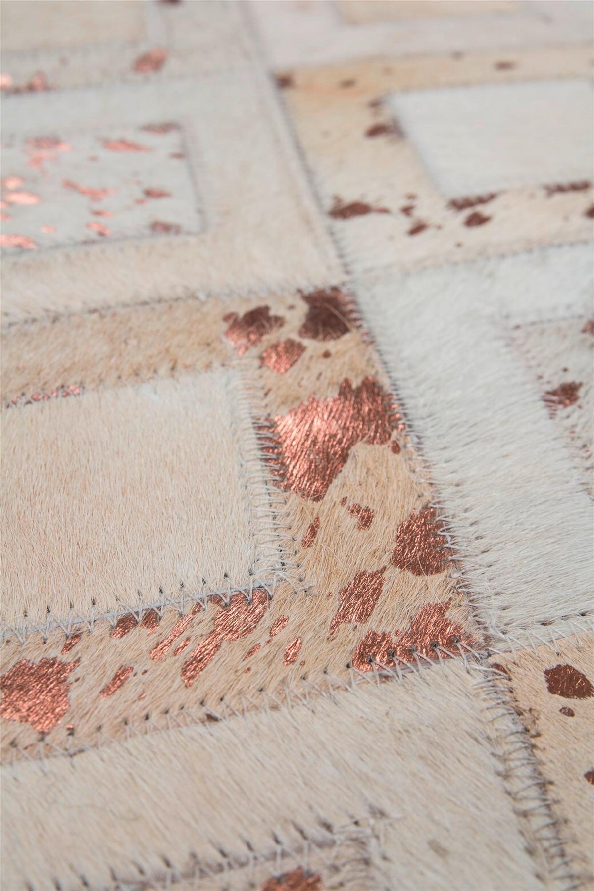 Flachwebteppich, 80x150 cm Spark 110 Elfenbein/Ch 80x150 - Chromfarben/Beige, Design, Leder (80/150cm) - Novel