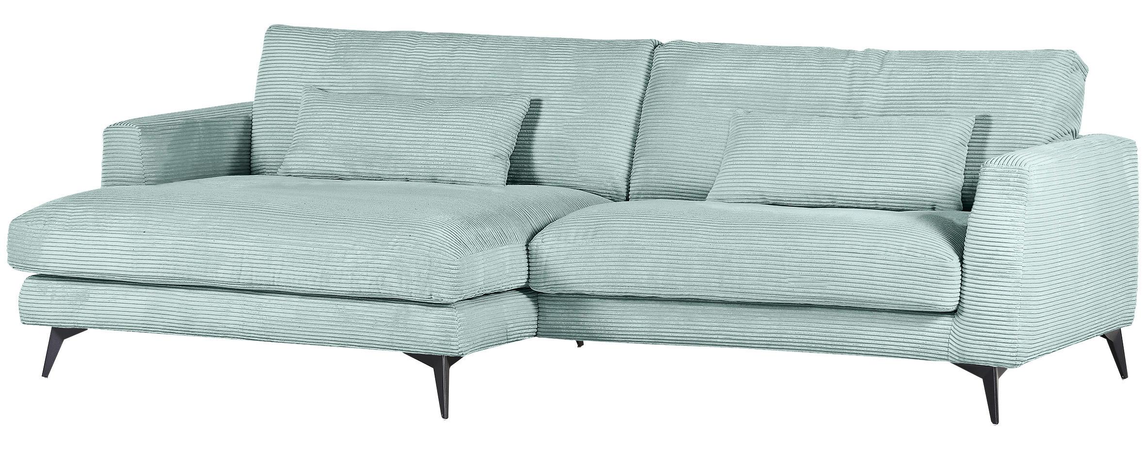 Ecksofa Macau, Mintgrün S: 140x270 cm - Schwarz/Mintgrün, LIFESTYLE, Textil (140/270cm) - Livetastic