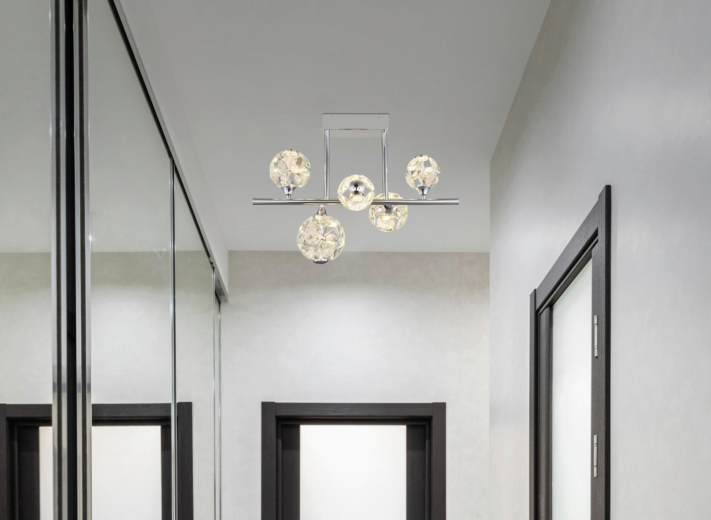 LED-Deckenleuchte Virina Klar Chromfarben L: 61 cm - Klar/Chromfarben, KONVENTIONELL, Glas/Metall (61/30/46cm) - Globo