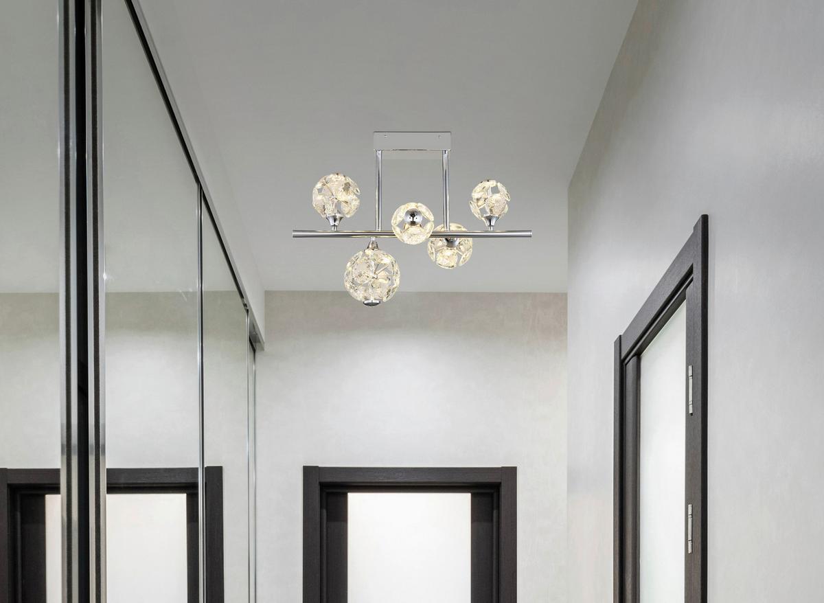 LED-Deckenleuchte Virina Klar Chromfarben L: 61 cm - Klar/Chromfarben, KONVENTIONELL, Glas/Metall (61/30/46cm) - Globo