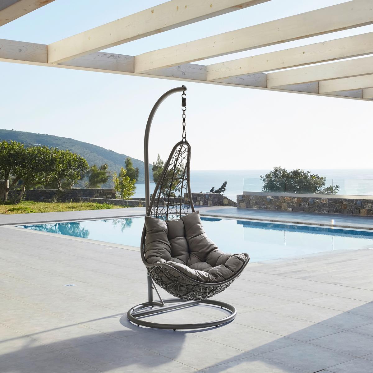 Závesné kreslo ROSI - tmavosivá, Modern, kov/textil (95/196/96cm) - Bessagi Garden