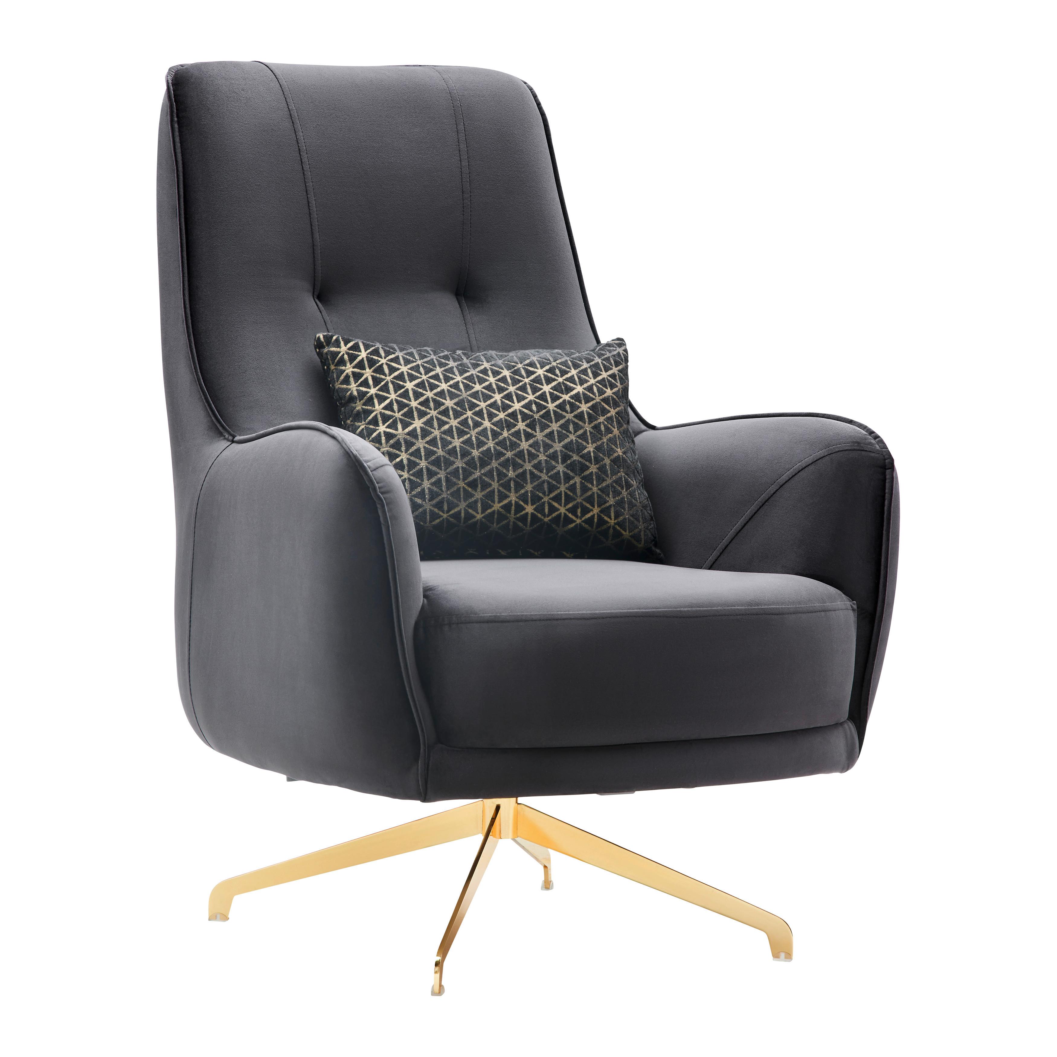 Kreslo AILE, čierny zamat, 1x vankúš - čierna, Lifestyle, kov/textil (80/100/85cm) - Mömax
