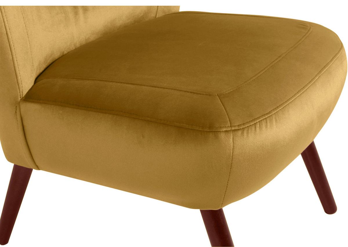 Polstersessel Sari Samt Gelb - Gelb/Nussbaumfarben, Design, Textil (70/86/69cm) - Max Winzer