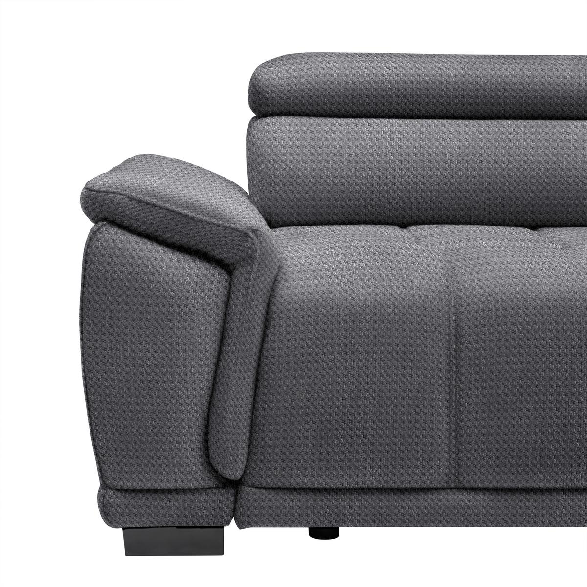Rohová sedačka GRINALDI, pravá, modrosivá - čierna/modrosivá, Modern, textil/plast (283/206cm) - Premium Living