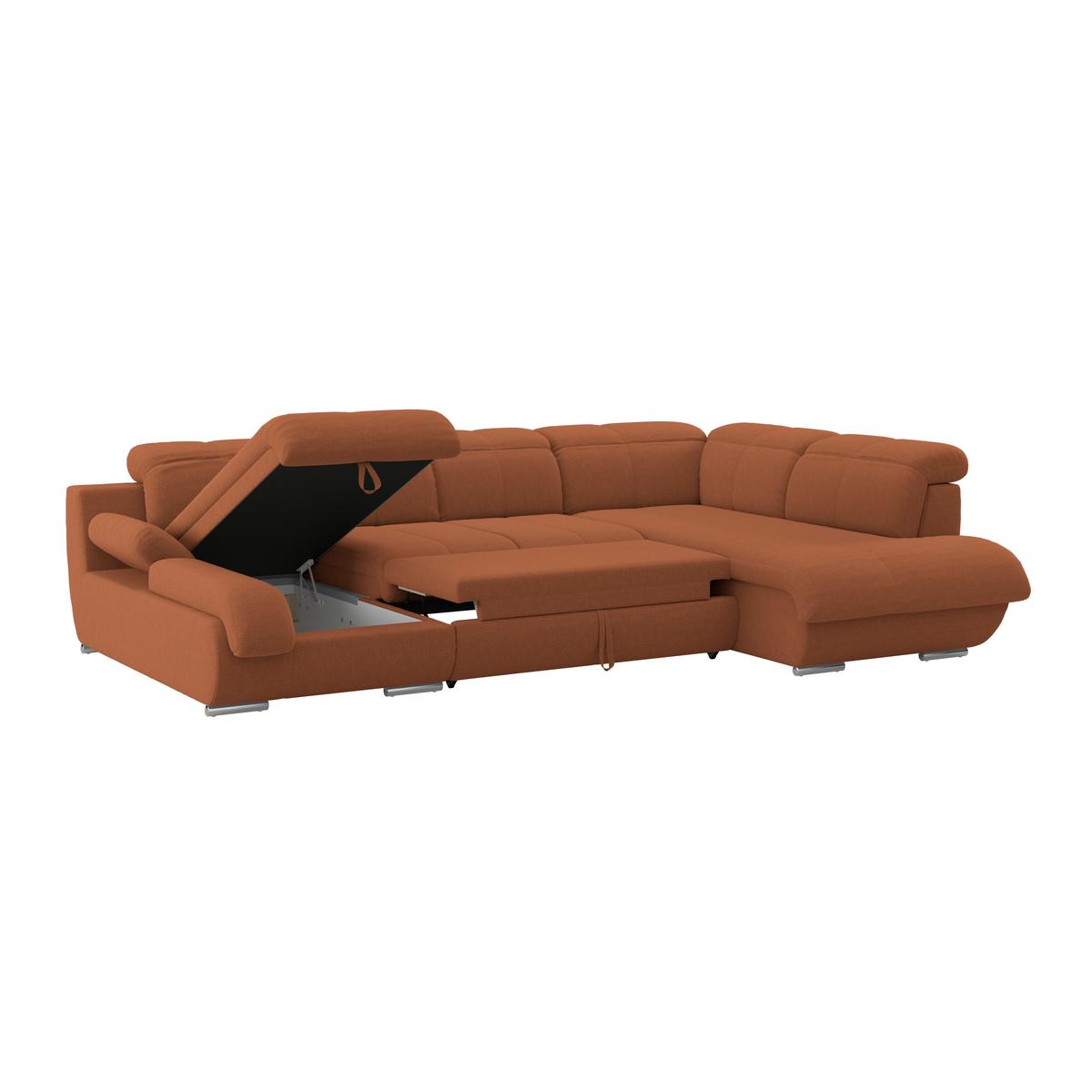 Wohnlandschaft Multi mit Schlaffunktion Terracotta - Chromfarben/Terracotta, MODERN, Textil (228/345/184cm) - Luca Bessoni