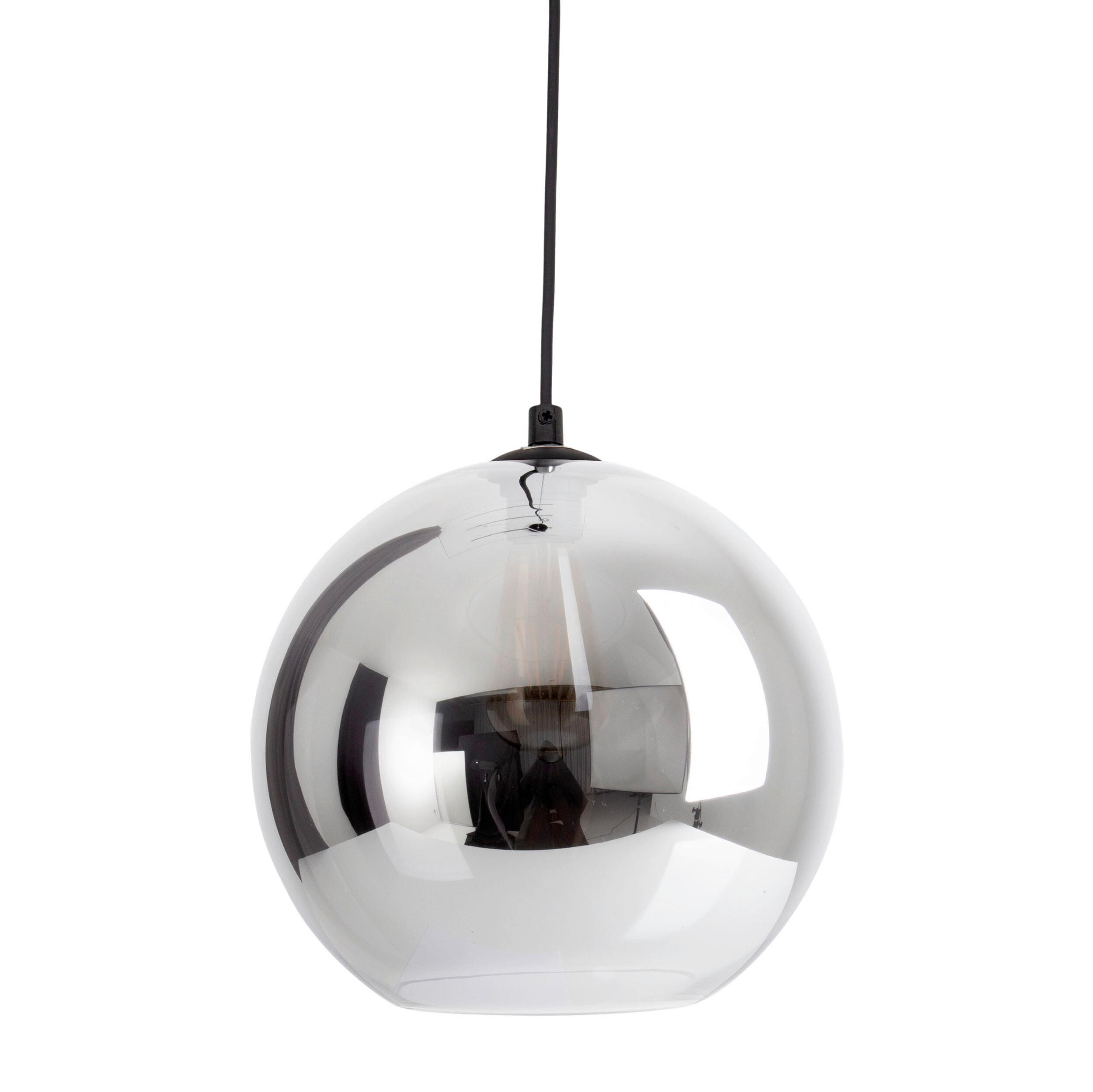 Hängeleuchte Vaso H: 125 Cm 1-Flammig, Kugelform - Silberfarben/Schwarz, Design, Glas/Kunststoff (25/125cm) - Näve