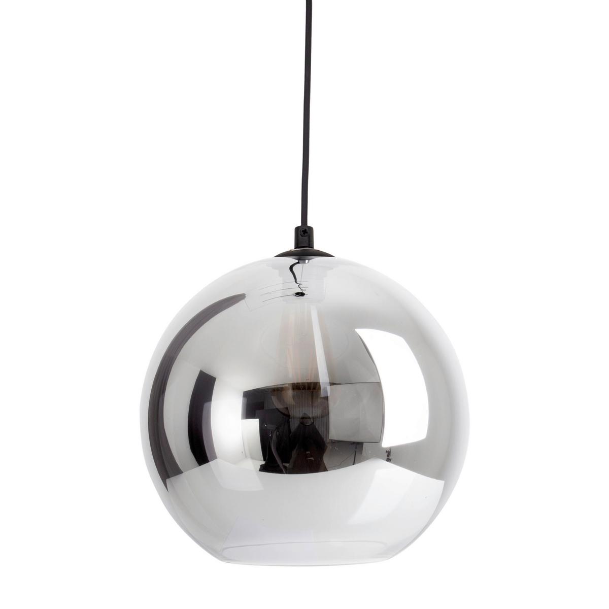 Hängeleuchte Vaso H: 125 Cm 1-Flammig, Kugelform - Silberfarben/Schwarz, Design, Glas/Kunststoff (25/125cm) - Näve