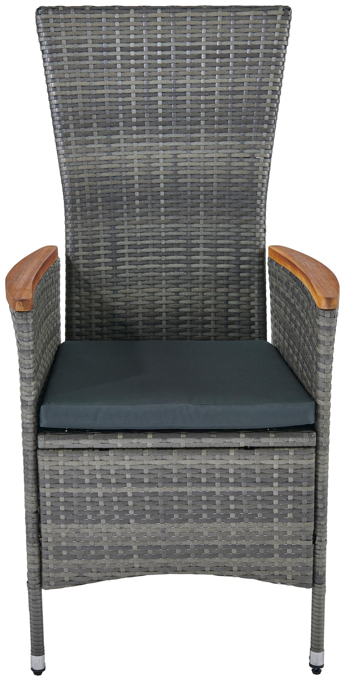 Gartengarnitur Korfu 7-teilig Aus Poly-Rattan Mit Kissen - Grau, MODERN, Holz/Kunststoff (150/90/75cm) - Luca Bessoni