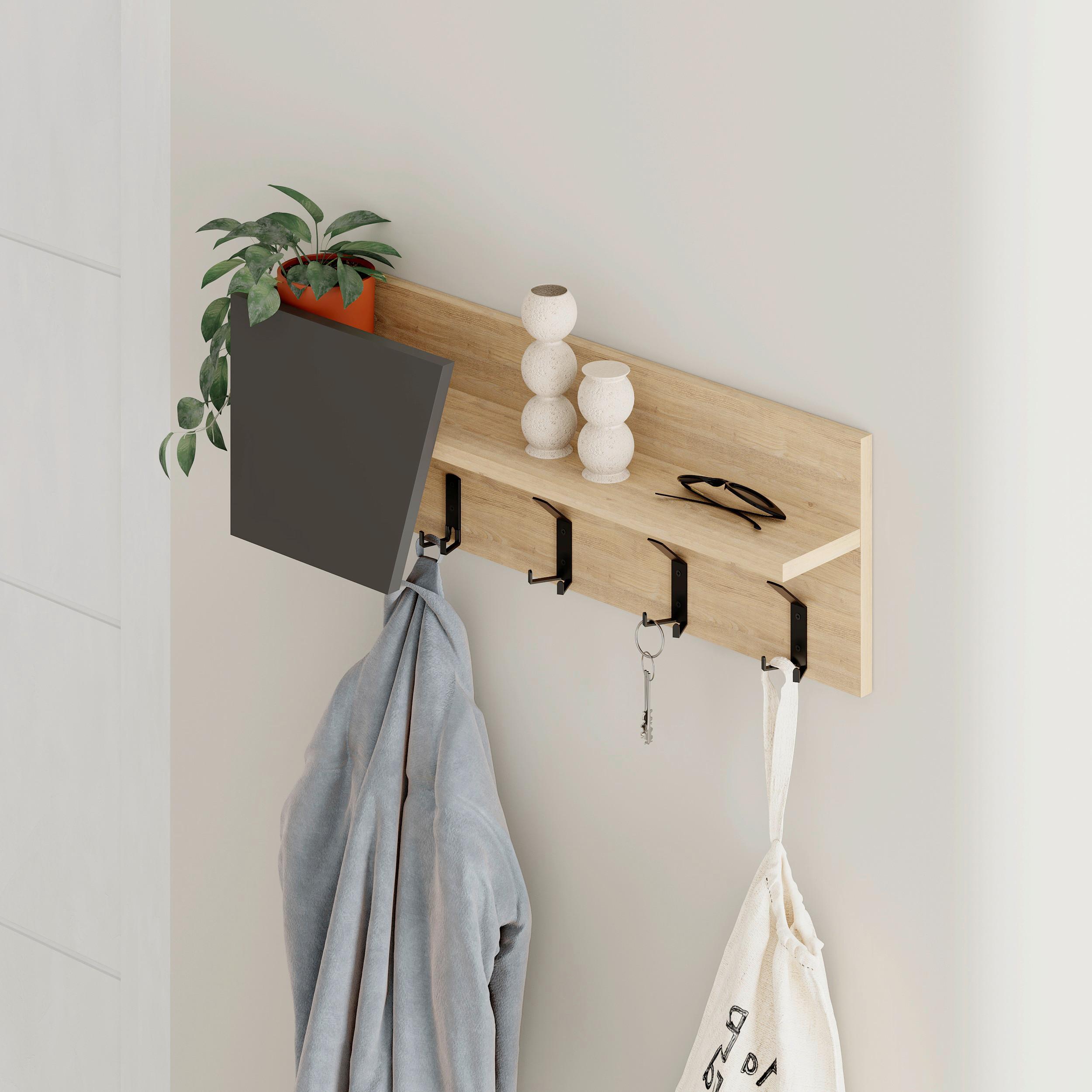 Wandgardarobe Eleva Anthrazit/eichefarben B: 74 Cm - Eichefarben/Anthrazit, Design, Holzwerkstoff/Metall (74/26/15.7cm) - Livetastic