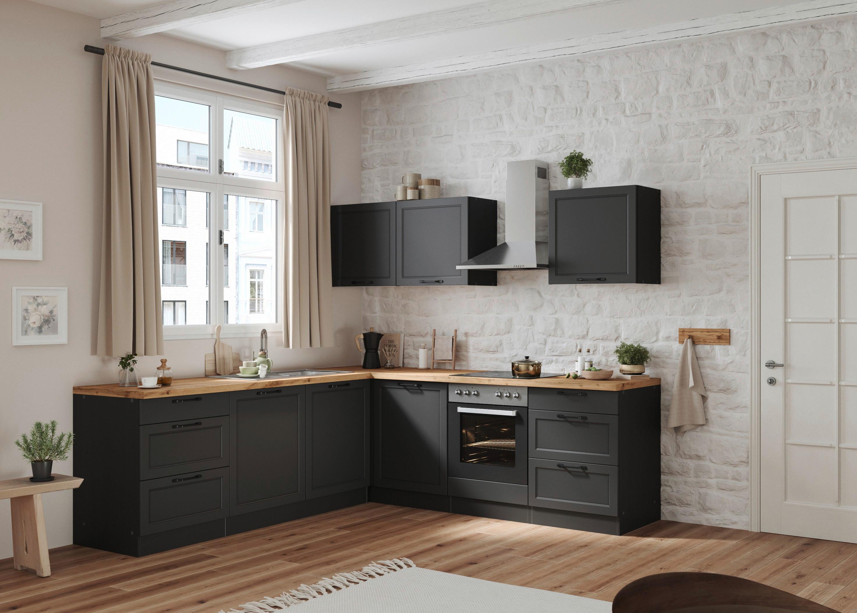 Eckküche Meran mit Geräte 240x240 cm Grau/Eiche Dekor - Eiche Wotan/Grau, LIFESTYLE, Holzwerkstoff (240/240cm) - Held