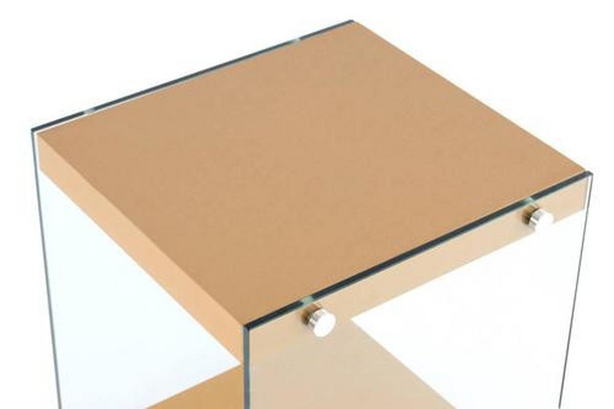 Beistelltisch mit Ablage Elementary Goldfarben - Klar/Goldfarben, Basics, Glas/Holzwerkstoff (35/35/45cm) - Kayoom