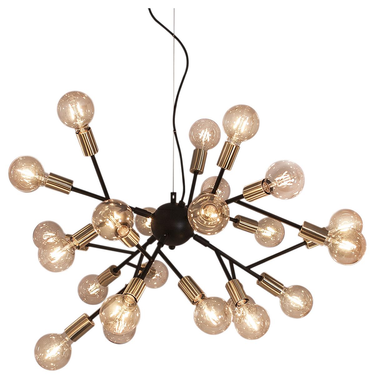 Hängeleuchte Hero H: 145 cm 24-Flammig, Messignfarben - Messingfarben/Schwarz, LIFESTYLE, Metall (80/145cm) - By Rydéns