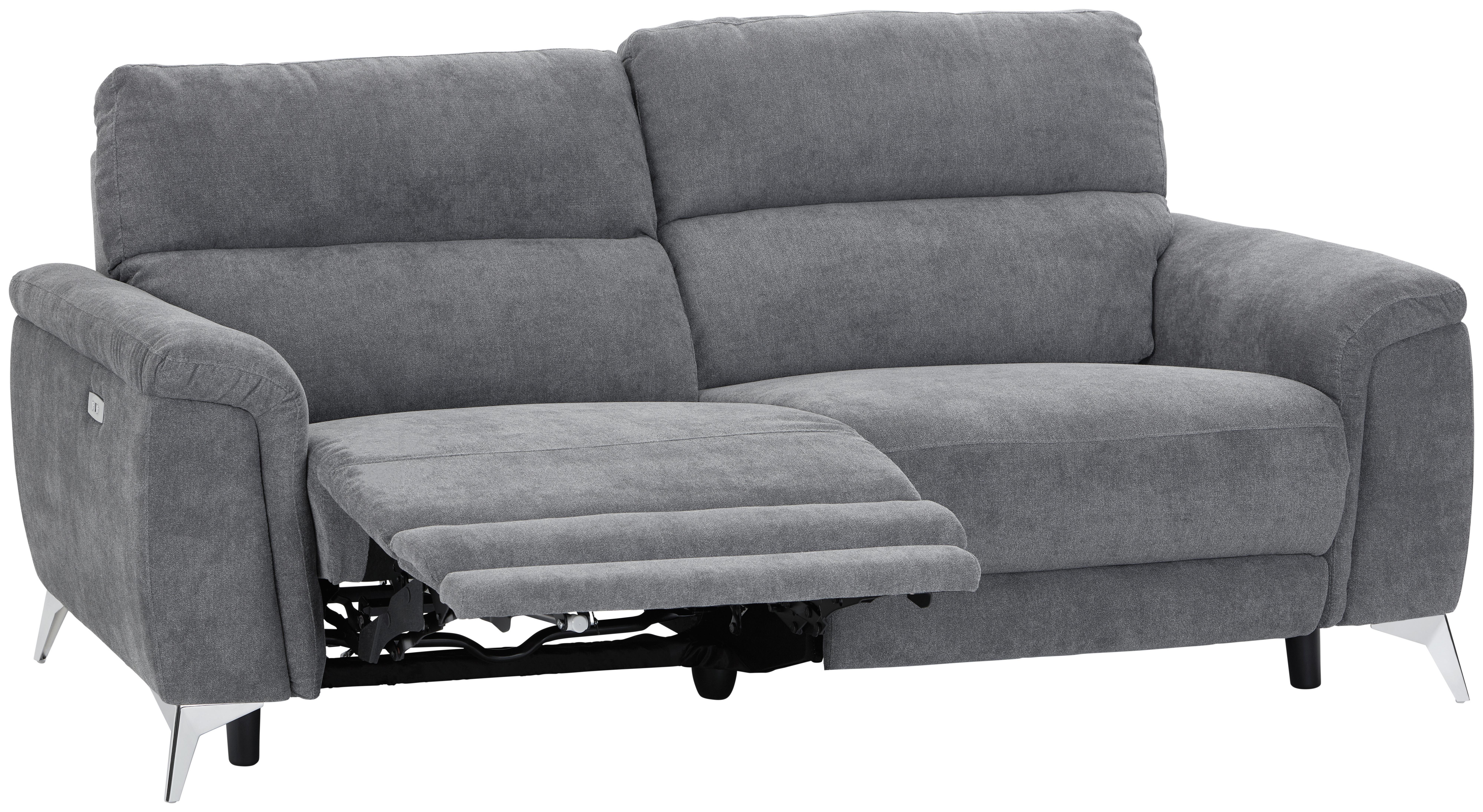 Graues Sofa mit ansprechendem Fuß-Design in Chrom
