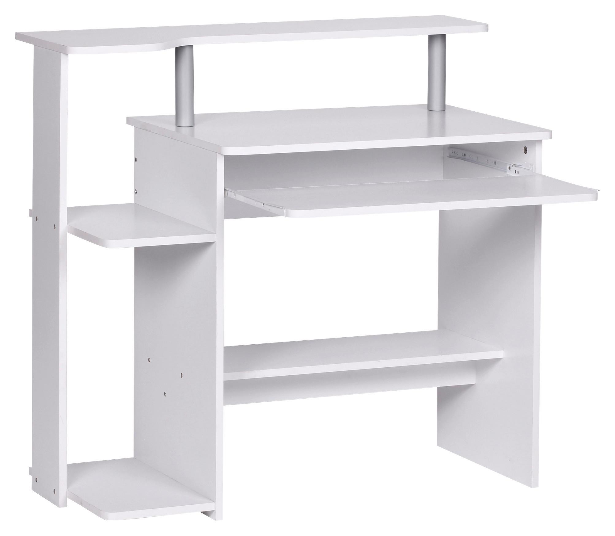 Computertisch mit Ablagefächer B 94cm H 90,5cm, Weiß