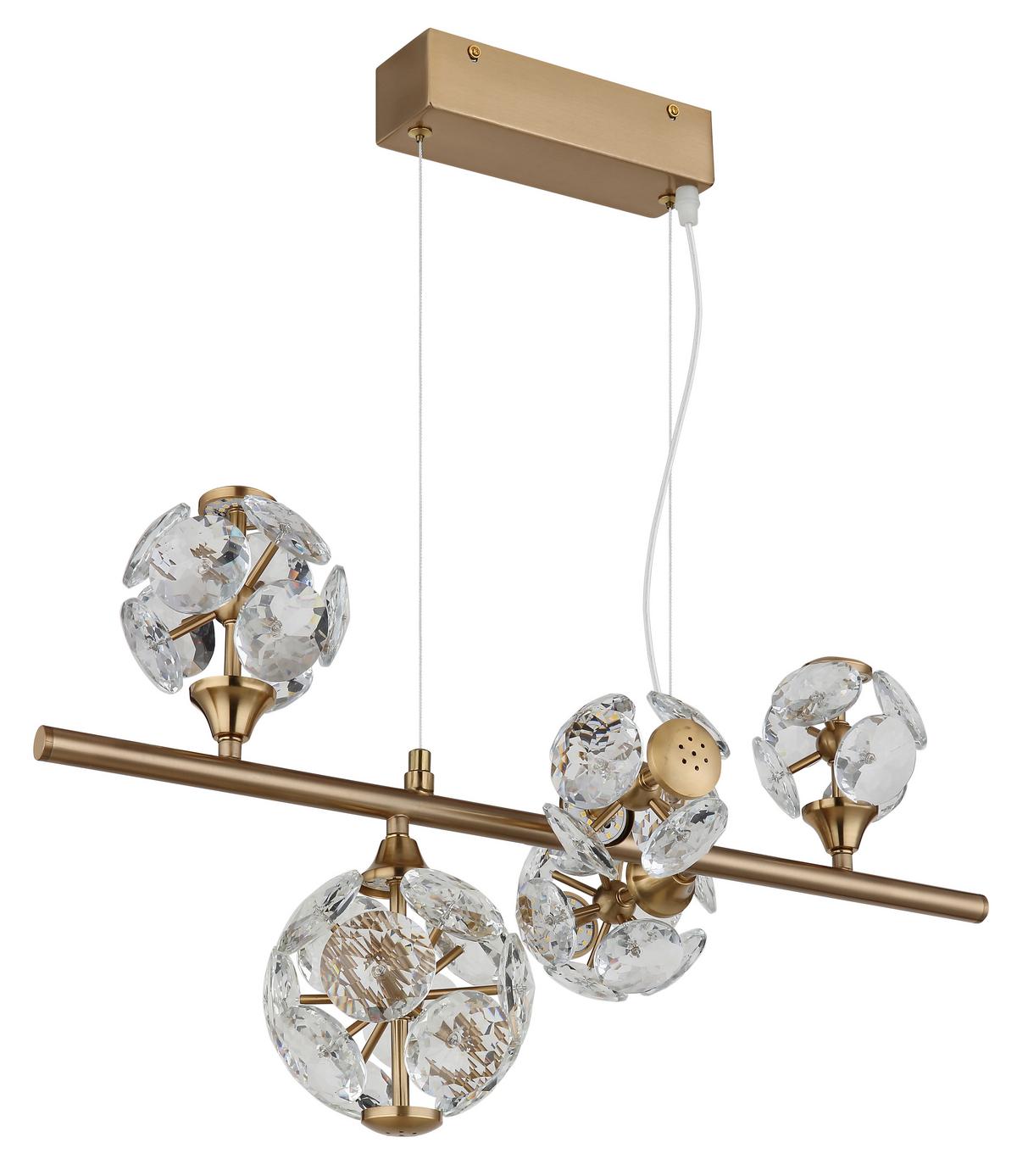 LED-HÄNGELEUCHTE 3000K, 42,5W - Klar/Goldfarben, KONVENTIONELL, Glas/Metall (61/31/150cm) - Globo