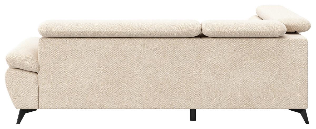 Ecksofa mit Bettfunktion Hudson, Chenille Beige - Beige/Schwarz, KONVENTIONELL, Textil (207/256cm) - Sembella