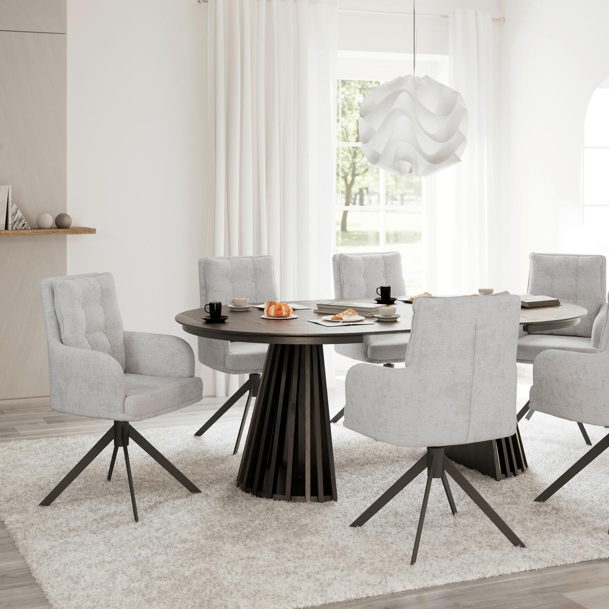 Stolička s podrúčkami MARIETTA, svetlosivá - čierna/svetlosivá, Modern, kov/drevo (66/90/60cm) - Bessagi Home