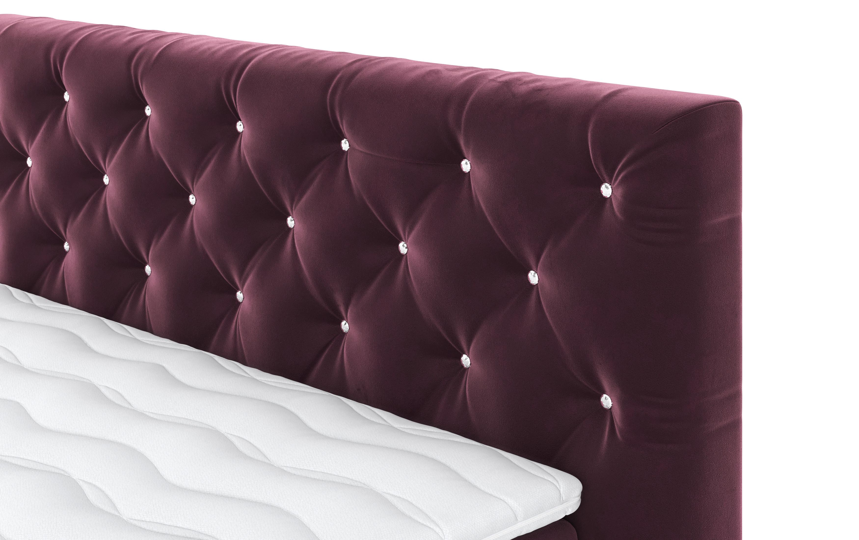 Boxspringbett Castle Violett Lxf: ca. 180x200 cm - Violett/Schwarz, Holzwerkstoff/Textil (180/200cm) - MID.YOU