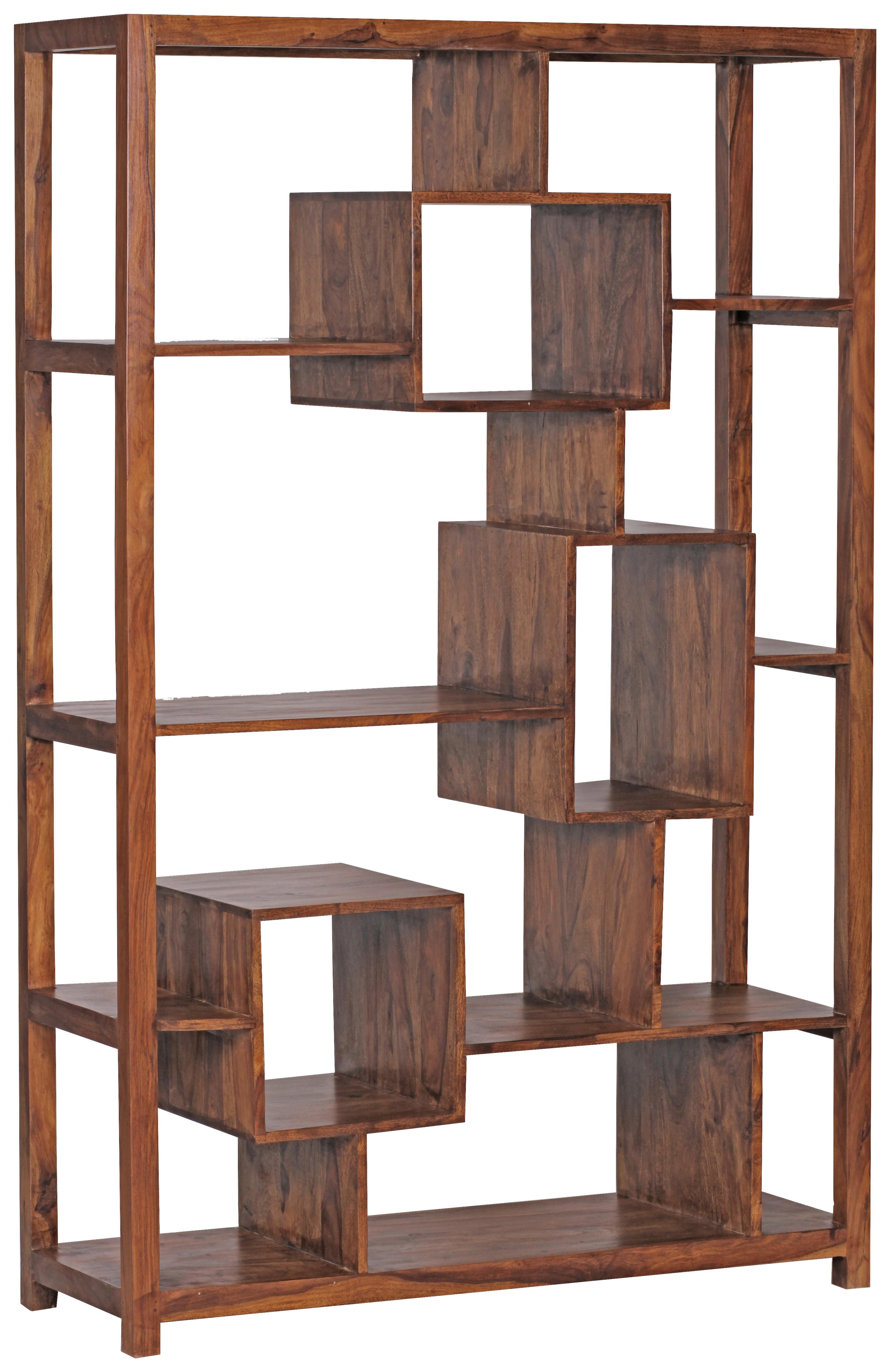 Wandregal Sheesham Sheeshamfarben B: 115 cm - Sheeshamfarben, Design, Holz (115/180/40cm) - MID.YOU