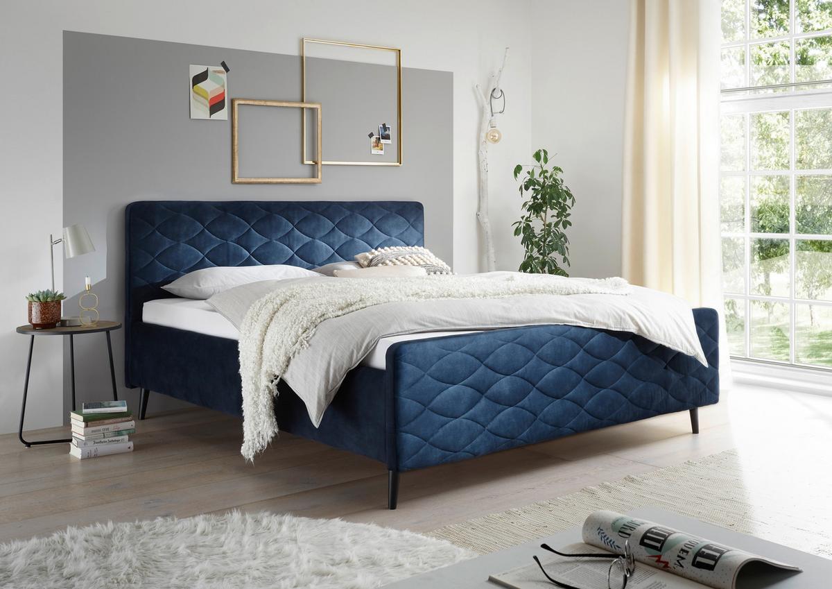 Polsterbett Mario A 180x200 Dunkelblau - Dunkelblau, Basics, Holzwerkstoff/Textil (180/200cm) - MID.YOU