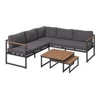 Loungegarnitur Tokio - Dunkelgrau/Naturfarben, MODERN, Kunststoff/Textil (192/192cm) - Beldano