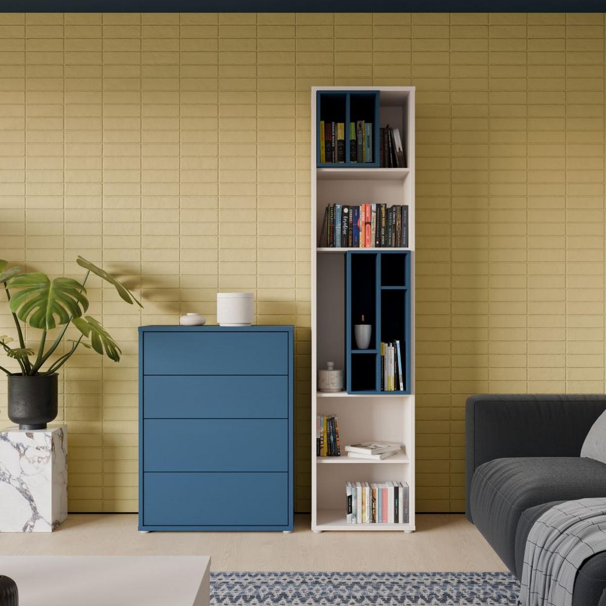 Komoda SPRINGS - tmavě modrá, Moderní, kompozitní dřevo (124,5/121,5/34,9cm)