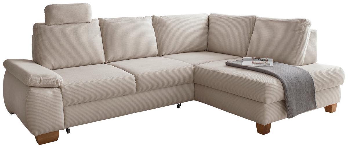 Eckschlafsofa Positano. Beige S: 261x206 Cm - Wildeiche/Beige, MODERN, Textil (261/206cm) - Livetastic