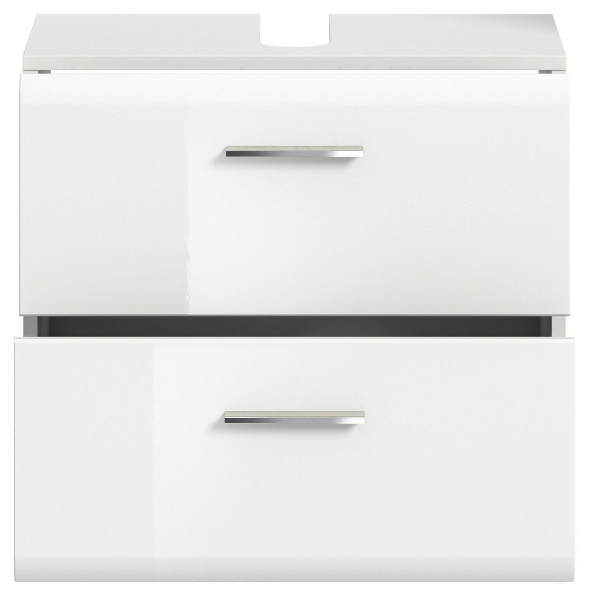Waschbeckenunterschrank Ice B: 60 cm Weiß Hochglanz - Weiß Hochglanz/Weiß, MODERN, Holzwerkstoff (60/54/32cm) - MID.YOU