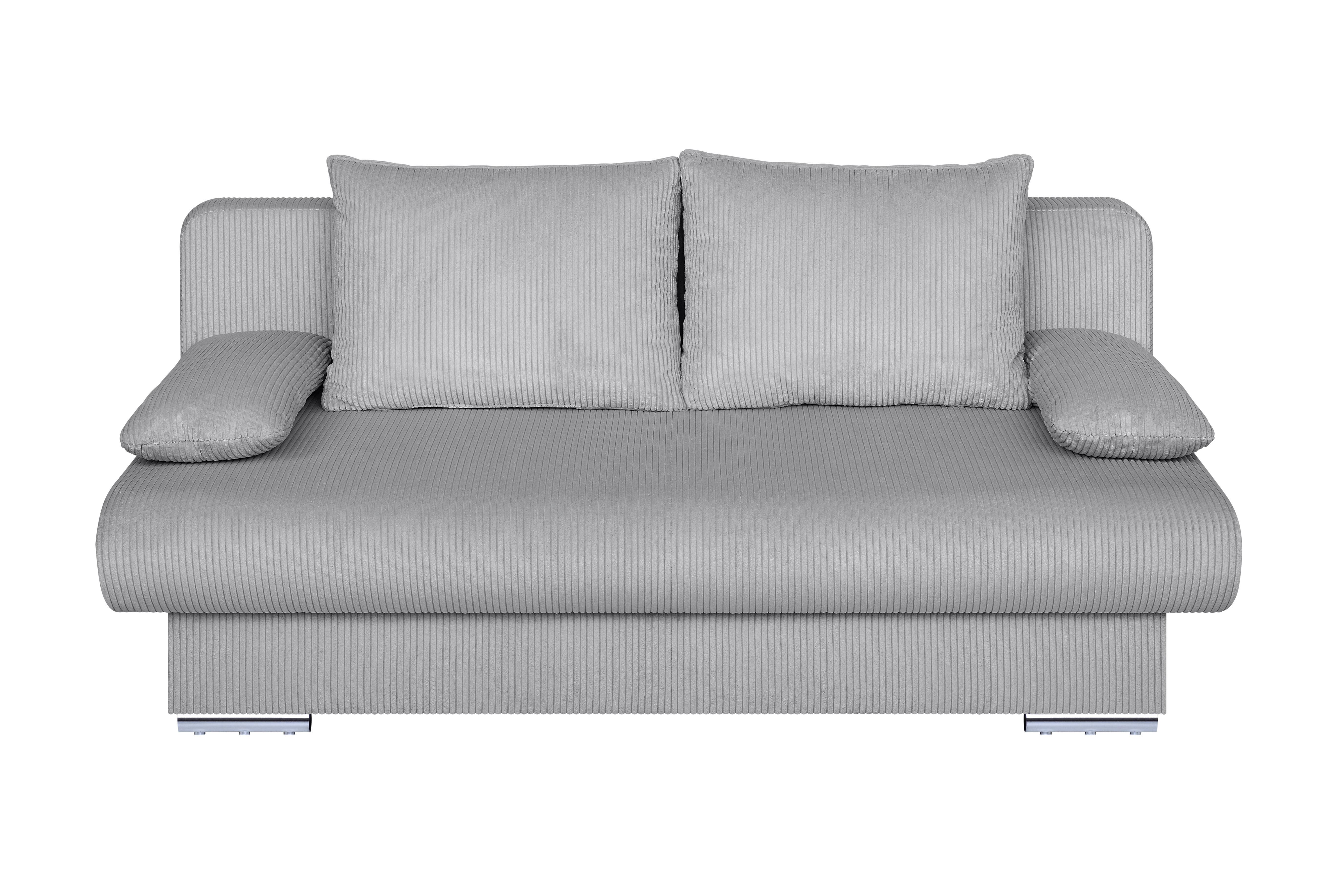 Schlafsofa Bora Hellgrau B: 193 cm - Chromfarben/Hellgrau, Design, Holzwerkstoff/Textil (193/86/85cm) - P & B