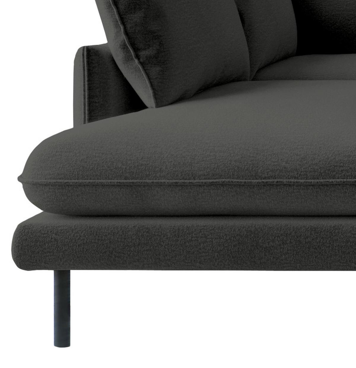 Ecksofa Samos Dunkelgrau S: 204x267 cm - Dunkelgrau/Schwarz, Design, Textil (204/267cm) - Livetastic
