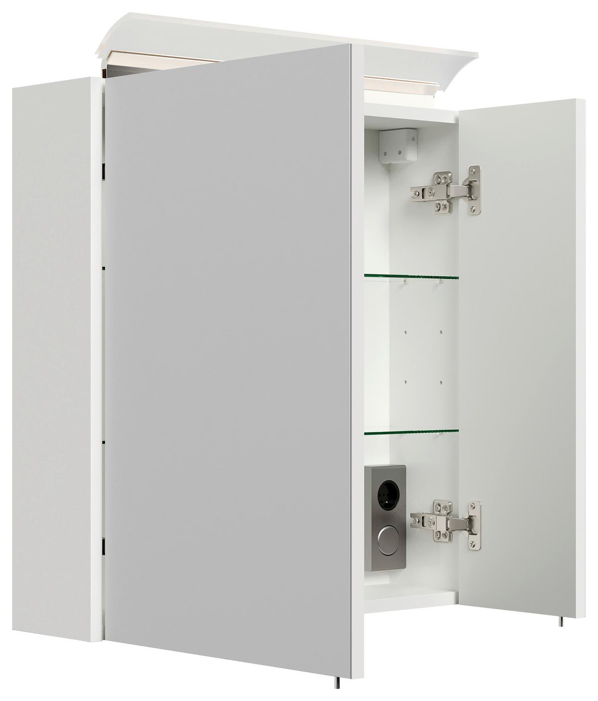 Spiegelschrank Weiß Hochglanz B: 60 cm - Weiß Hochglanz, MODERN, Glas/Holzwerkstoff (60/62/17cm) - MID.YOU