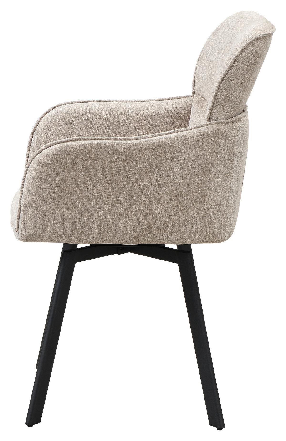 Stuhl-set Rico - Taupe/Schwarz, MODERN, Textil/Metall (61/90/63cm) - MID.YOU