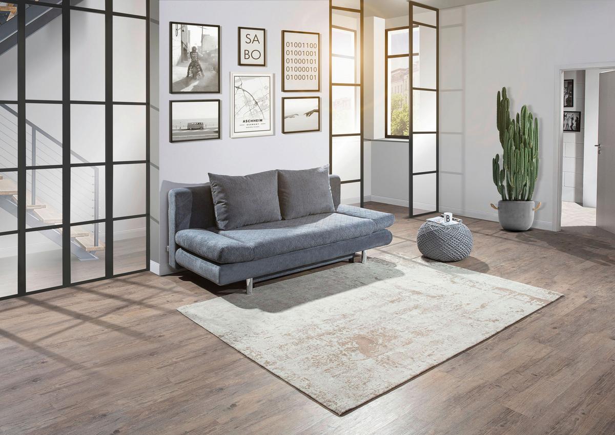 2-Sitzer-Sofa mit Schlaffunktion Sorini B:194 cm - Chromfarben/Anthrazit, Design, Textil (194/73/91cm) - Livetastic