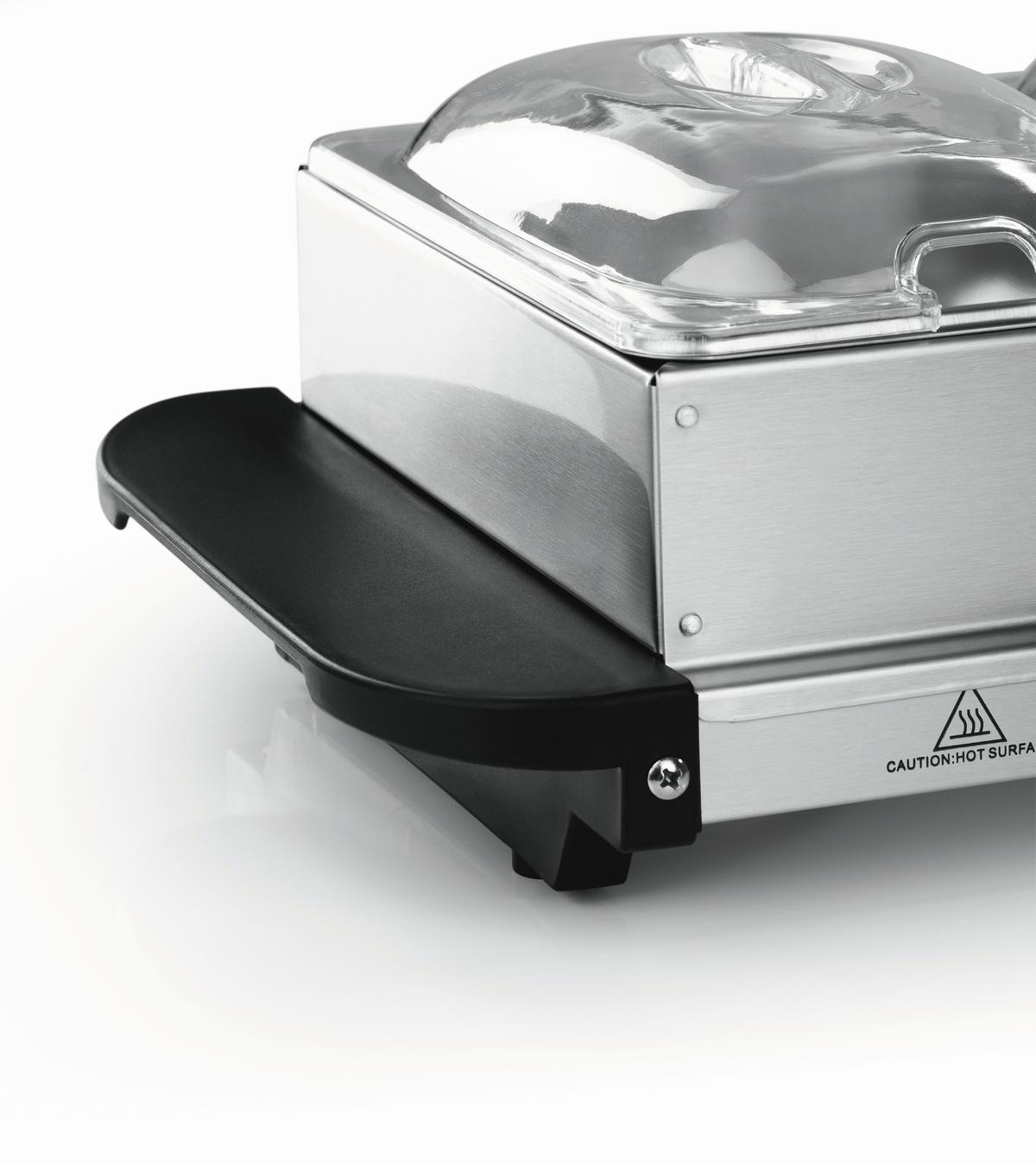 CHAFING-DISH 200W, 220-240V, 3 Behälter - Silberfarben/Schwarz, Basics, Kunststoff/Metall (54,6/14,7/27,8cm) - GOURMETMAXX