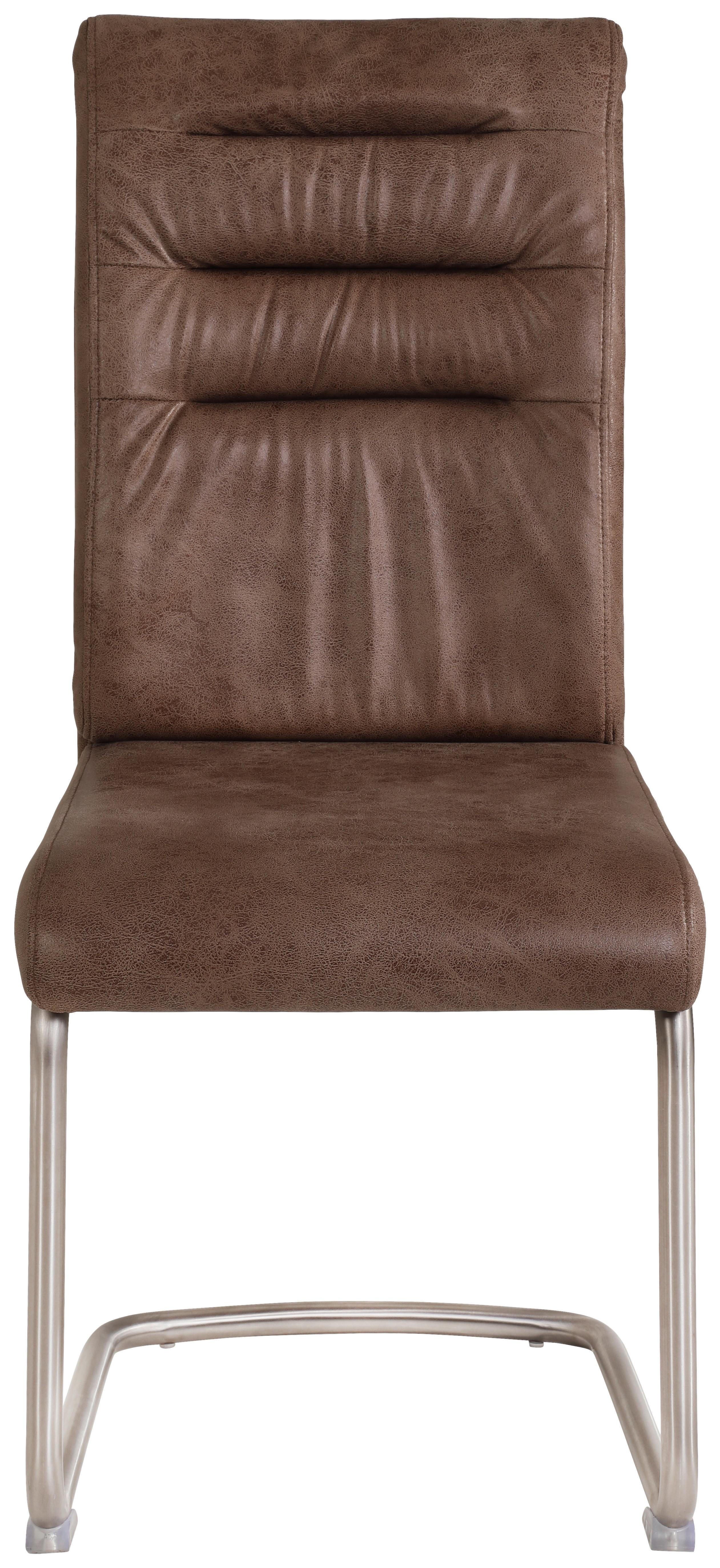 Schwingstuhl-Set Paula S - Edelstahlfarben/Schlammfarben, MODERN, Textil/Metall (45/102/65cm) - MID.YOU