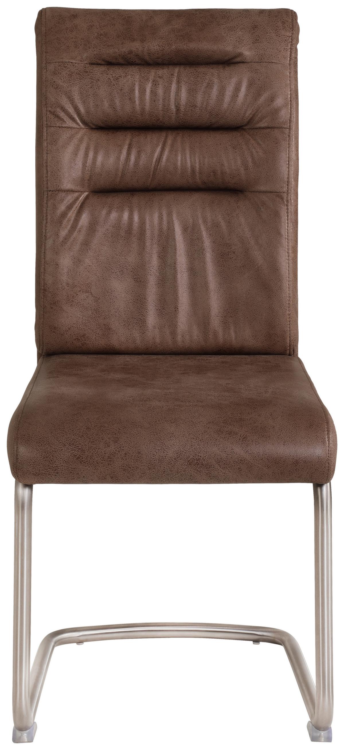 Schwingstuhl-Set Paula S - Edelstahlfarben/Schlammfarben, MODERN, Textil/Metall (45/102/65cm) - MID.YOU