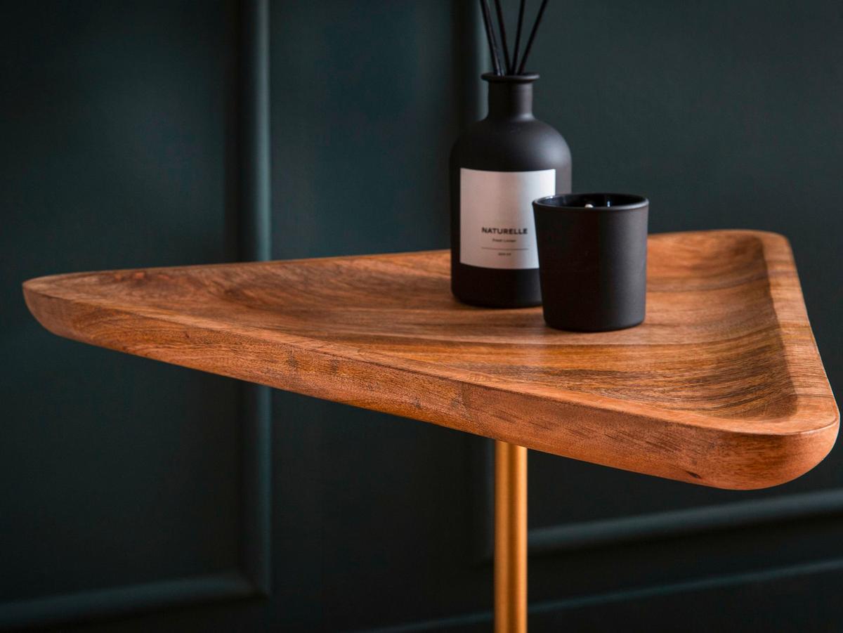 Beistelltisch Goldfarben, Eiche L: 45 cm - Eichefarben/Goldfarben, Design, Holz/Stein (45/40/55cm) - Livetastic