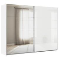Schwebetürenschrank Mit Spiegel 271cm Feldkirch, Weiß - Weiß Hochglanz/Silberfarben, MODERN, Glas/Holzwerkstoff (271/210/62cm)