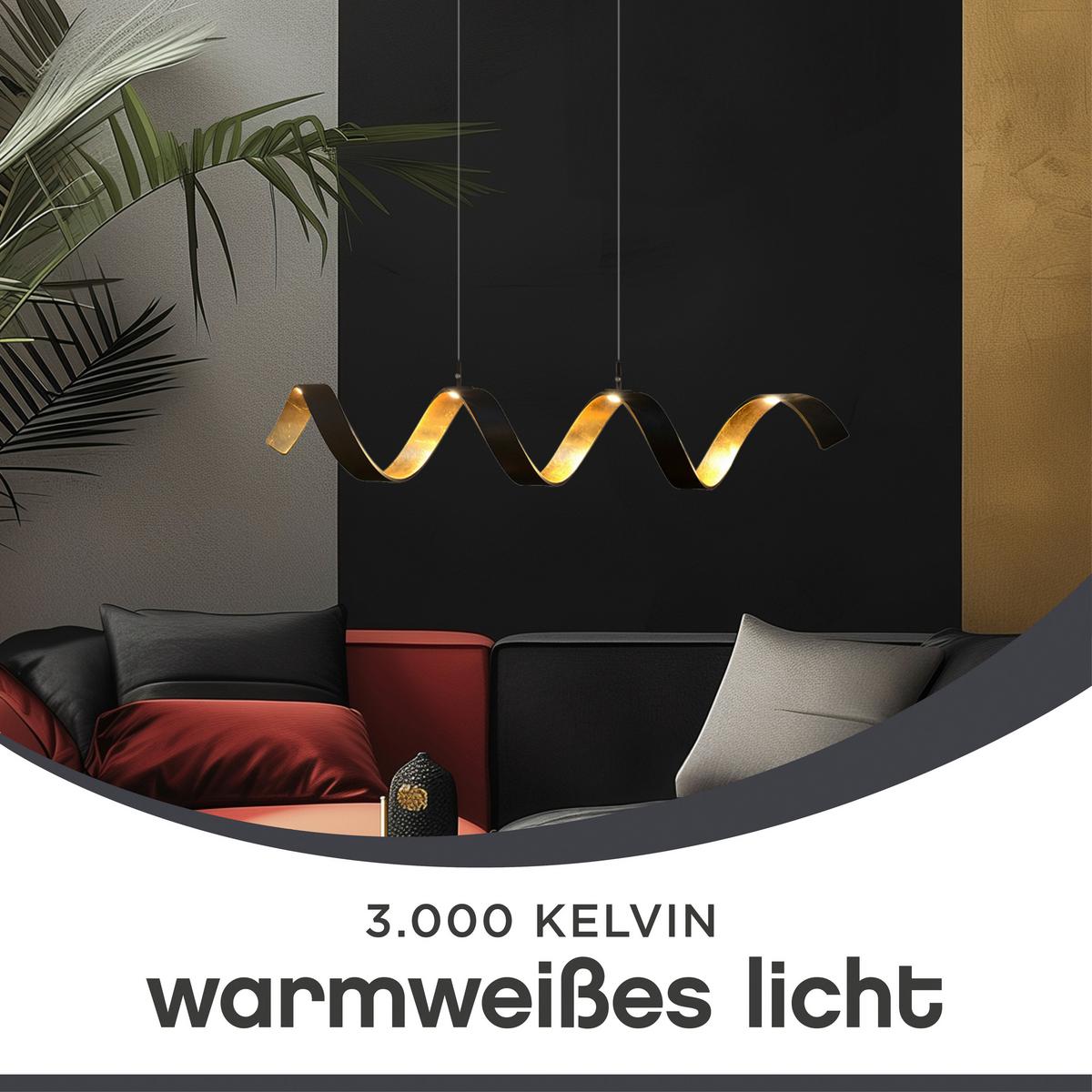 Led-deckenleuchte Helix Led-Helix-S4 Ner - Goldfarben/Schwarz, Design, Metall (80/13,5/120cm)