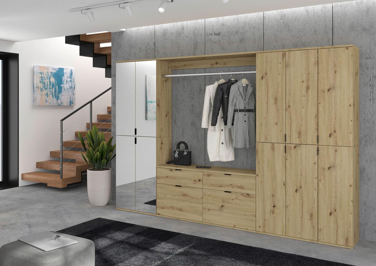 Garderobe Projekt X 2-teilig Eiche Artisan B: 121 Cm - KONVENTIONELL, Holzwerkstoff (121/61/34cm) - MID.YOU