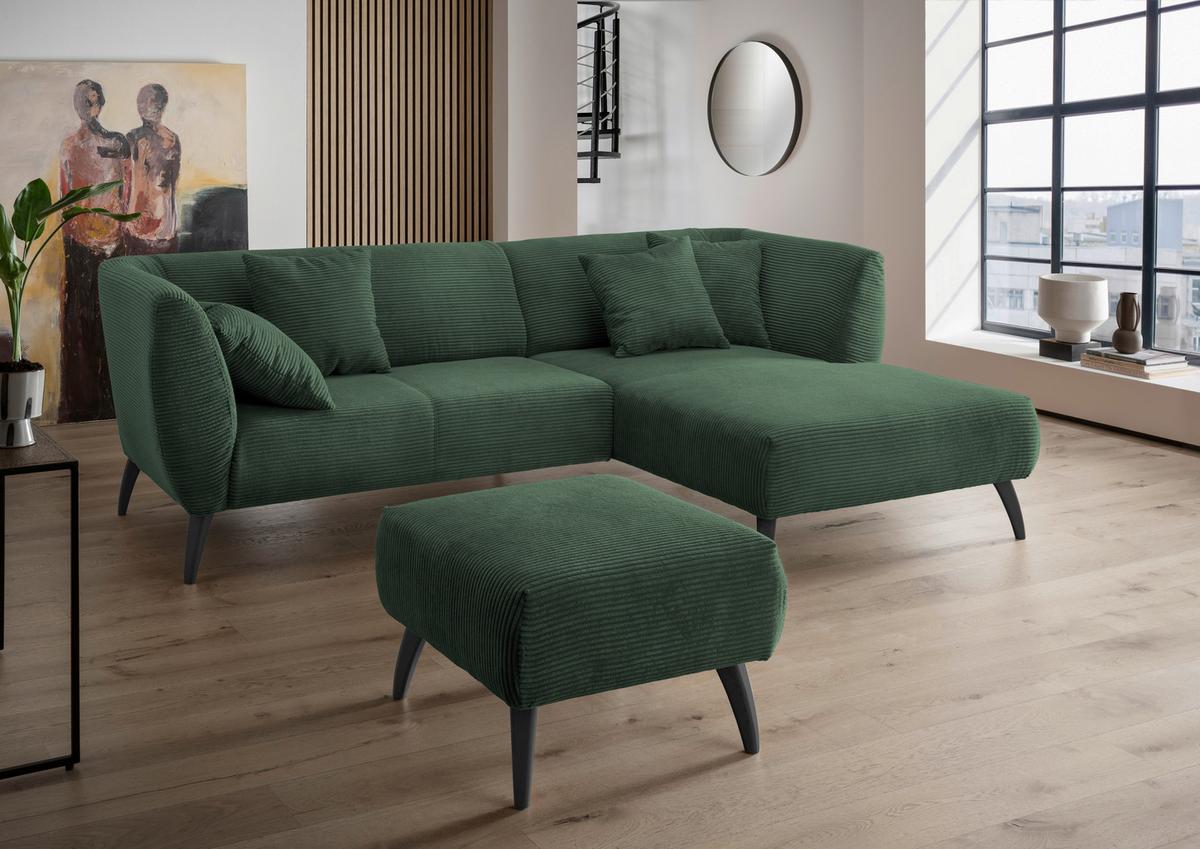 Ecksofa Colori Dunkelgrün S: 264/160 Cm - Dunkelgrün/Schwarz, MODERN, Holz/Textil (264/160cm) - MID.YOU