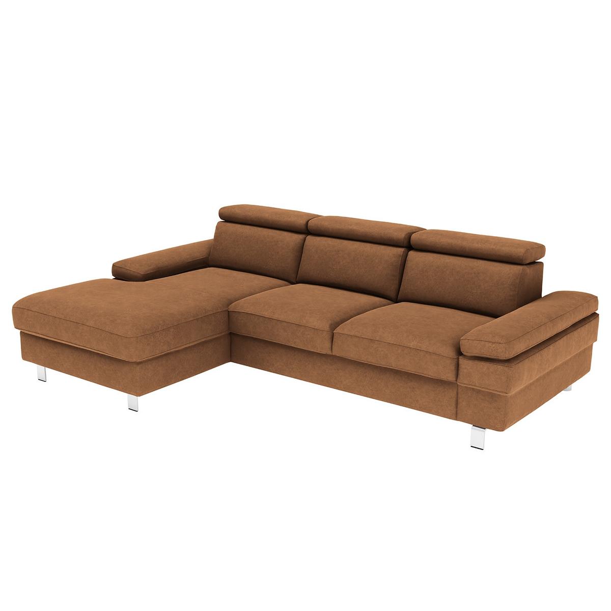 Ecksofa Elvis, Braun S: 182x259 Cm - Silberfarben/Braun, KONVENTIONELL, Textil (182/259cm) - Trendmanufaktur