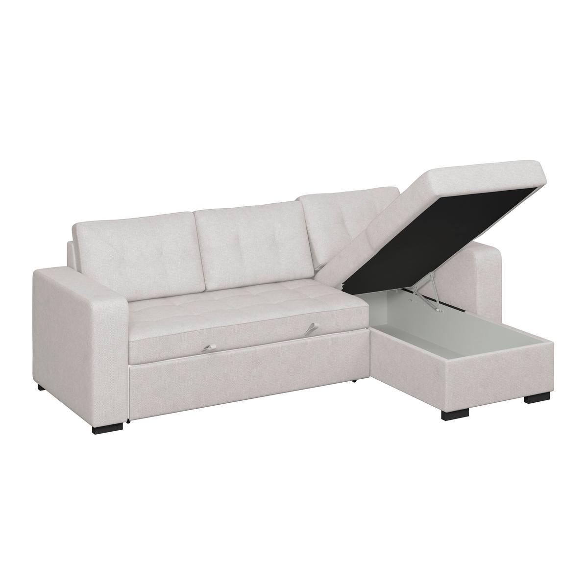 Sedačka TURIN, obojstranná, slonovinová tk. CROWN - slonovinová, Trend, kov/drevo (239/160cm)